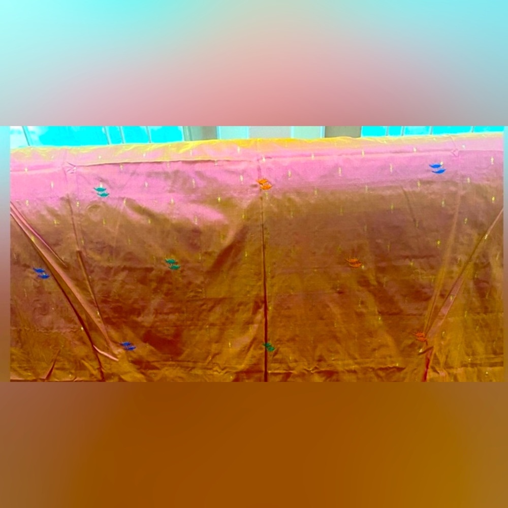 PURE SILK KATHA WORK SAREE! Hand embroidered Katha work saree from Bengal!! - Picture 3 of 6